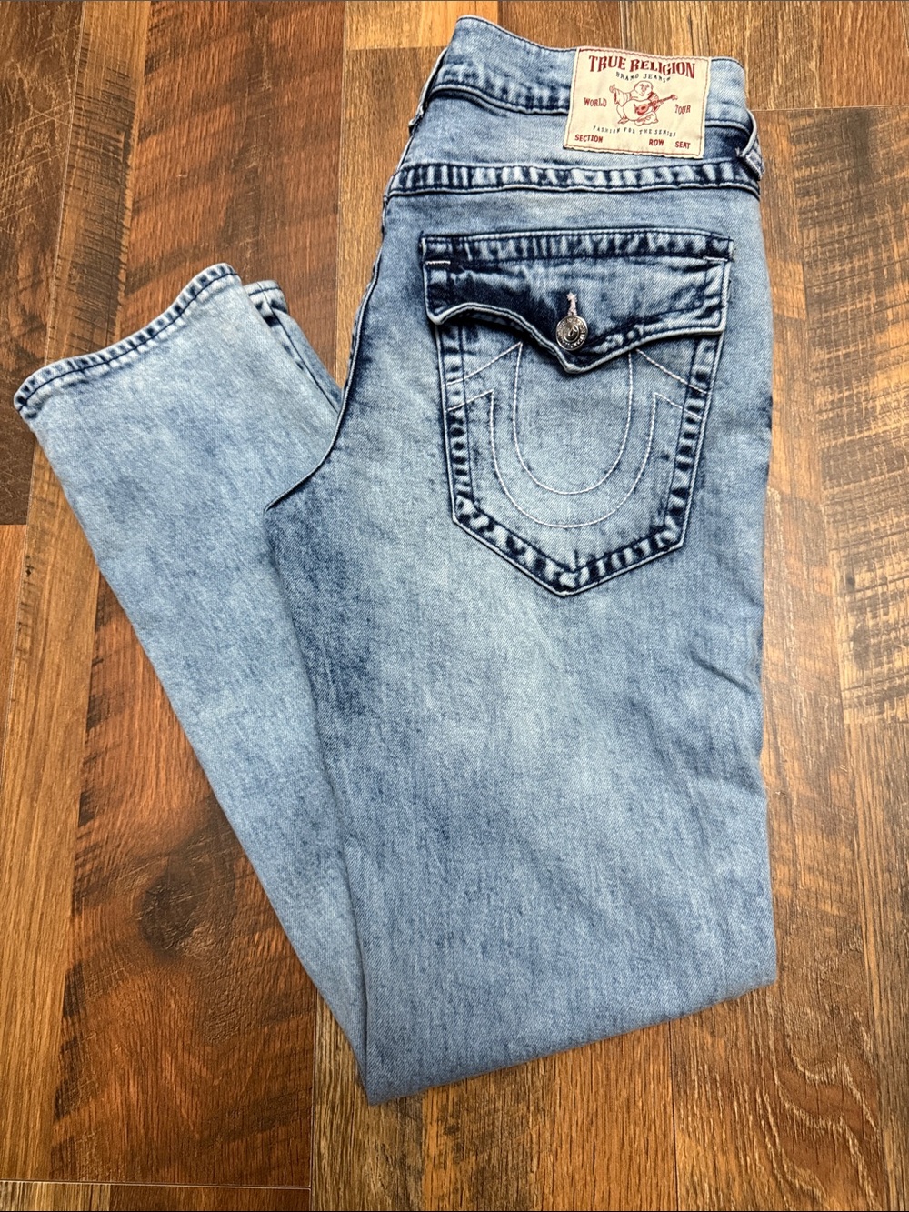 True Religion Rocco SH Flap Skinny Jeans Men’s 32 Light Acid Wash